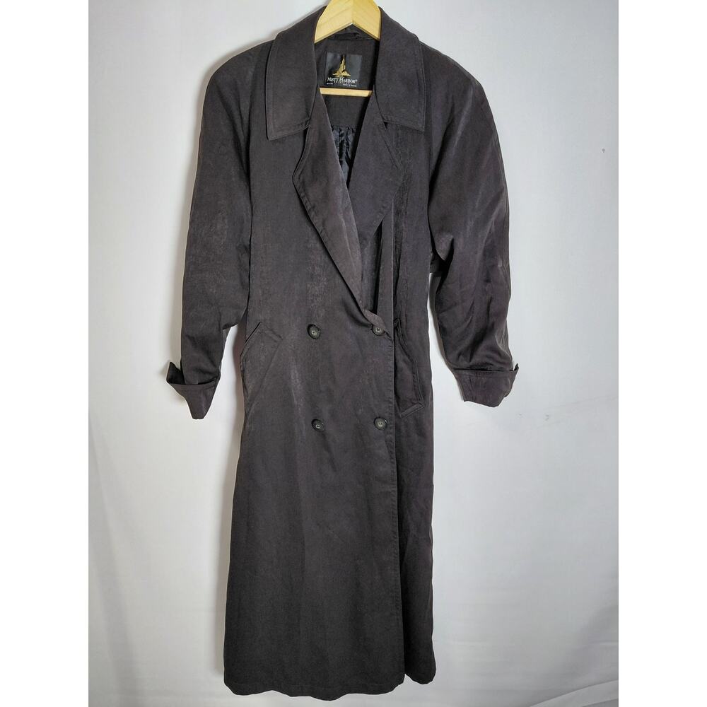 Misty Harbor Original Misty Harbor Trench Coat Black Women Solid Long Size 6P